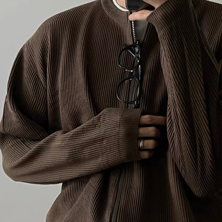 Ribbed Zip-Up Cardigan