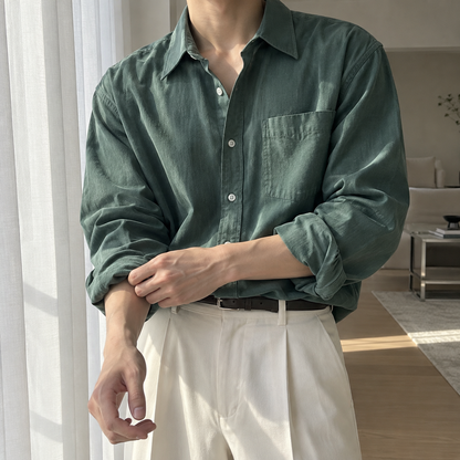 Handsome lapel simple long-sleeved knit