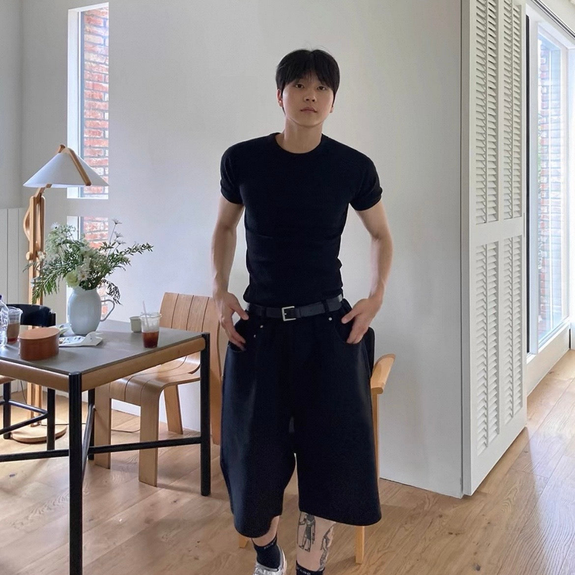 Textured Ribbed Slim-Fit T-Shirt
