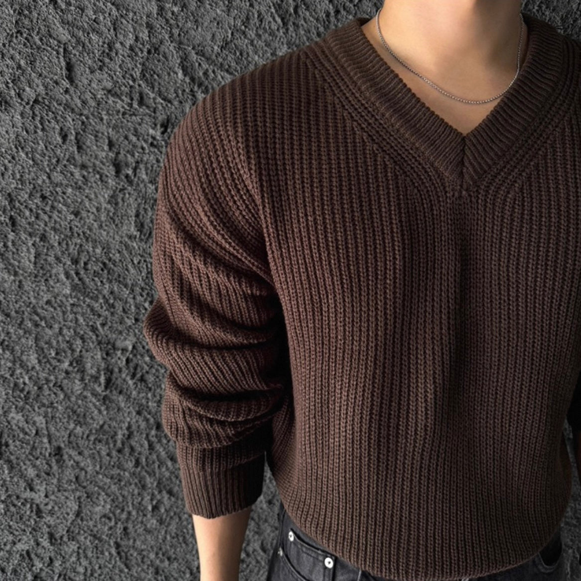 Men's V-Neck Knit Sweater
