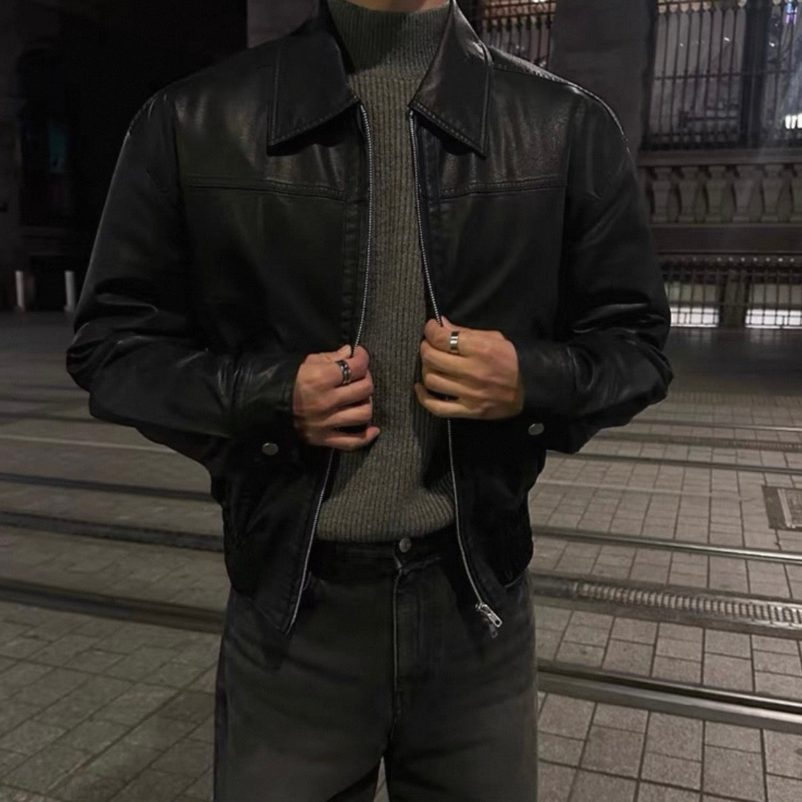 Vintage Leather Blouson Jacket