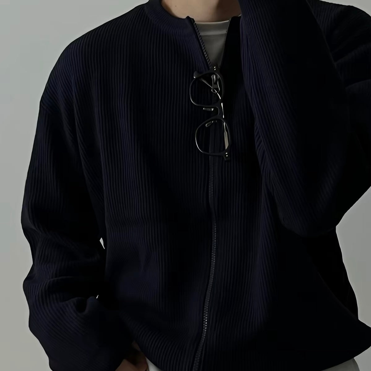 Ribbed Zip-Up Cardigan