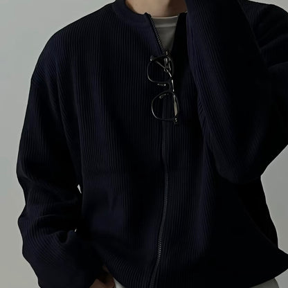 Ribbed Zip-Up Cardigan