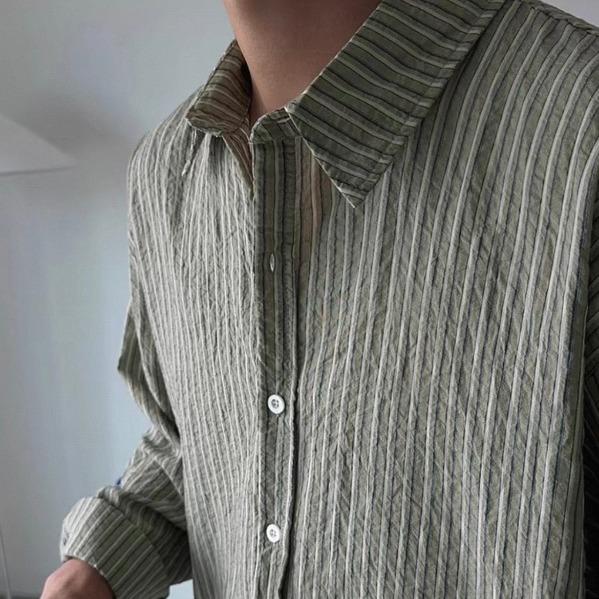 Korean-Style Striped Casual Shirt