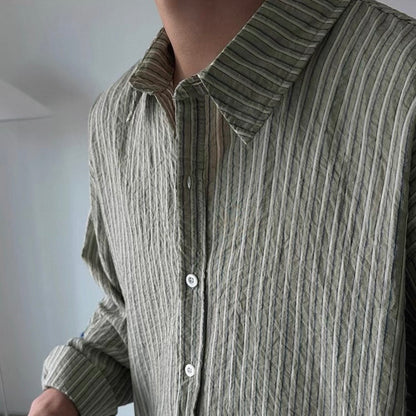 Korean-Style Striped Casual Shirt