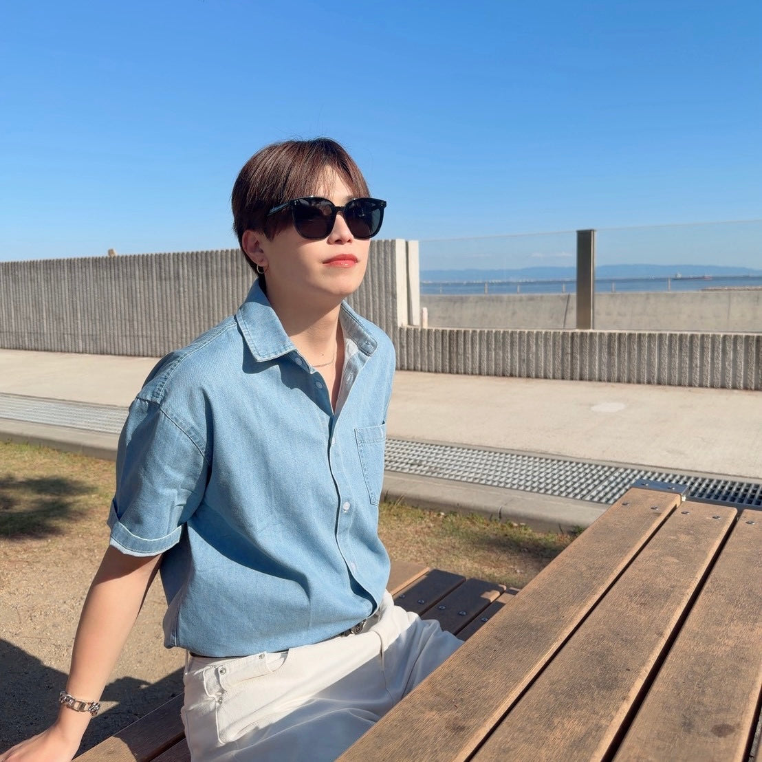 Retro Wash Denim Summer Shirt