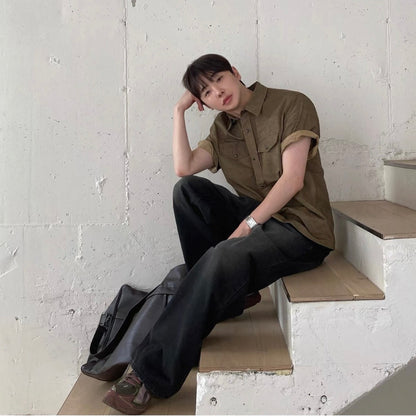 Retro Workwear Short-Sleeve Shirt