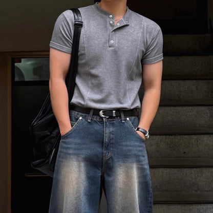 Slim Fit Half-Button T-Shirt