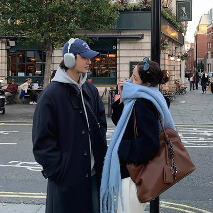 Knee-Length Wool Tweed Coat