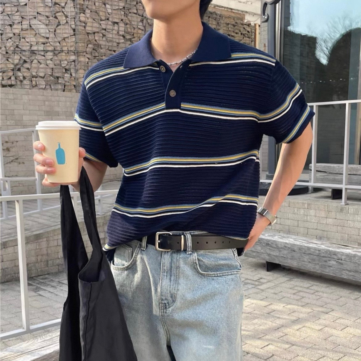 Loose-Fit Color-Block Polo Shirt