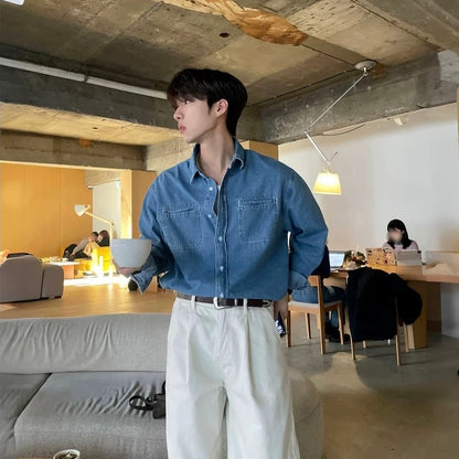 Dual-Pocket Denim Shirt