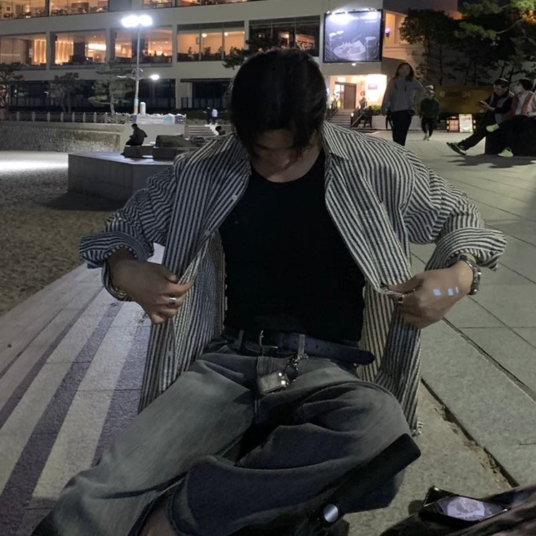 Oversized Striped Shirt Jacket