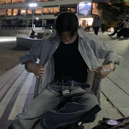 Oversized Striped Shirt Jacket