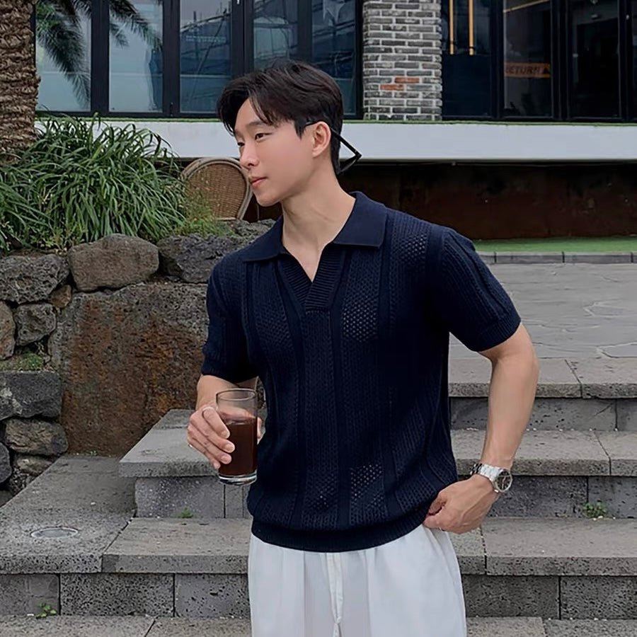 Breathable Knitted Polo T-Shirt