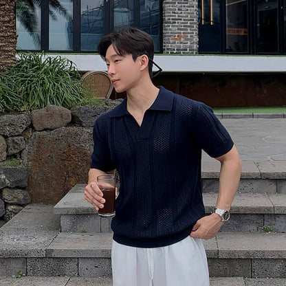 Breathable Knitted Polo T-Shirt