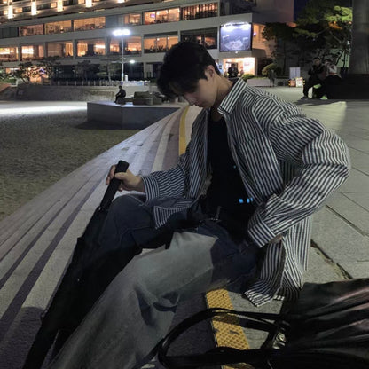 Oversized Striped Shirt Jacket