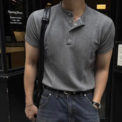 Slim Fit Half-Button T-Shirt