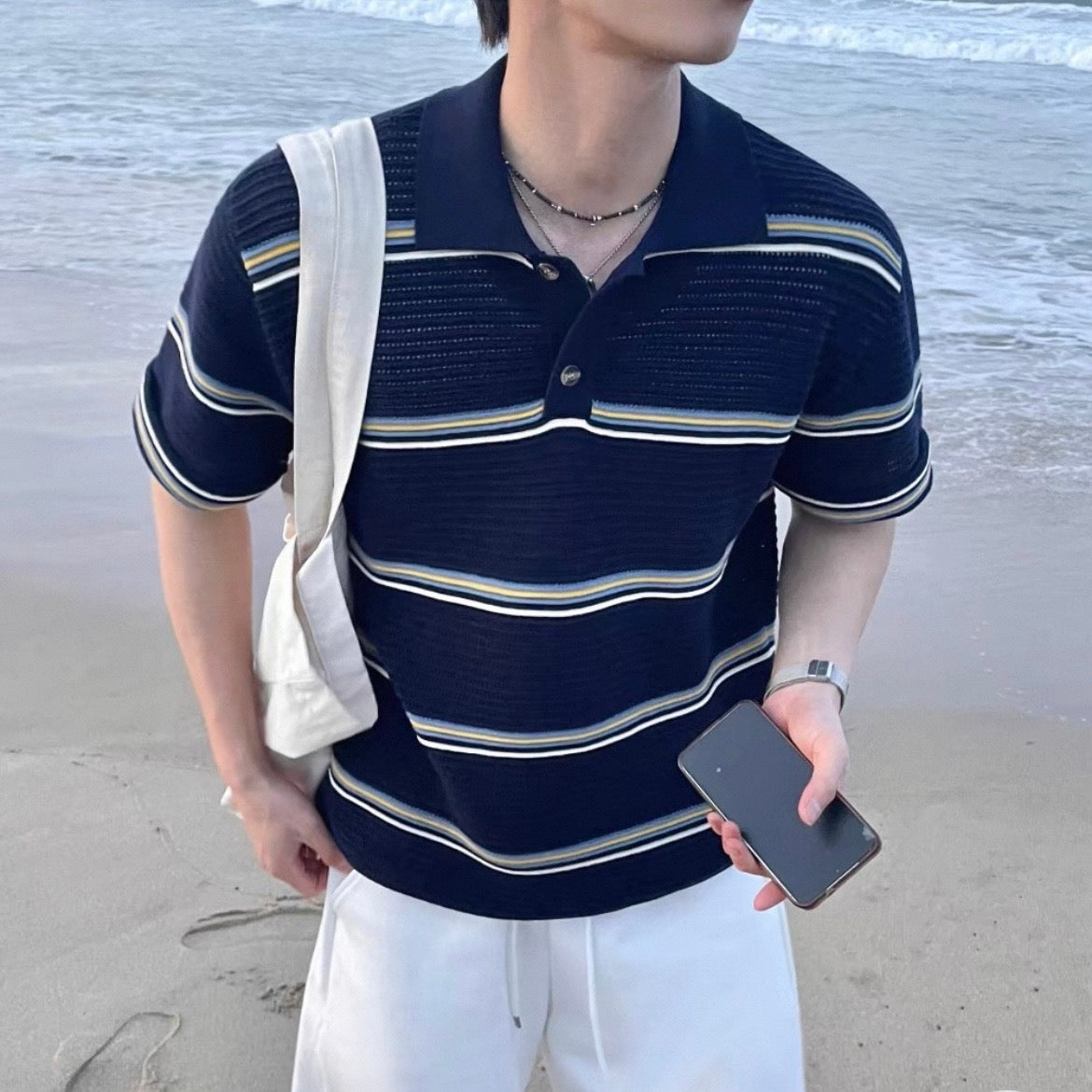 Loose-Fit Color-Block Polo Shirt