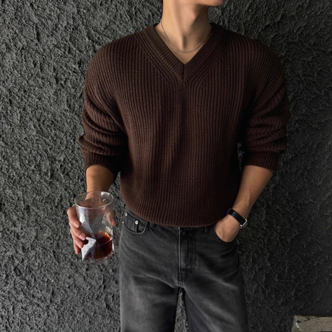 Men's V-Neck Knit Sweater