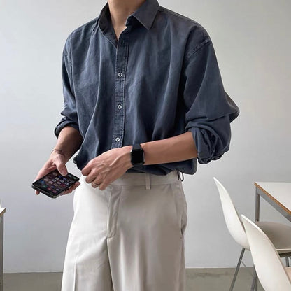 Korean Loose-Fit Denim Shirt