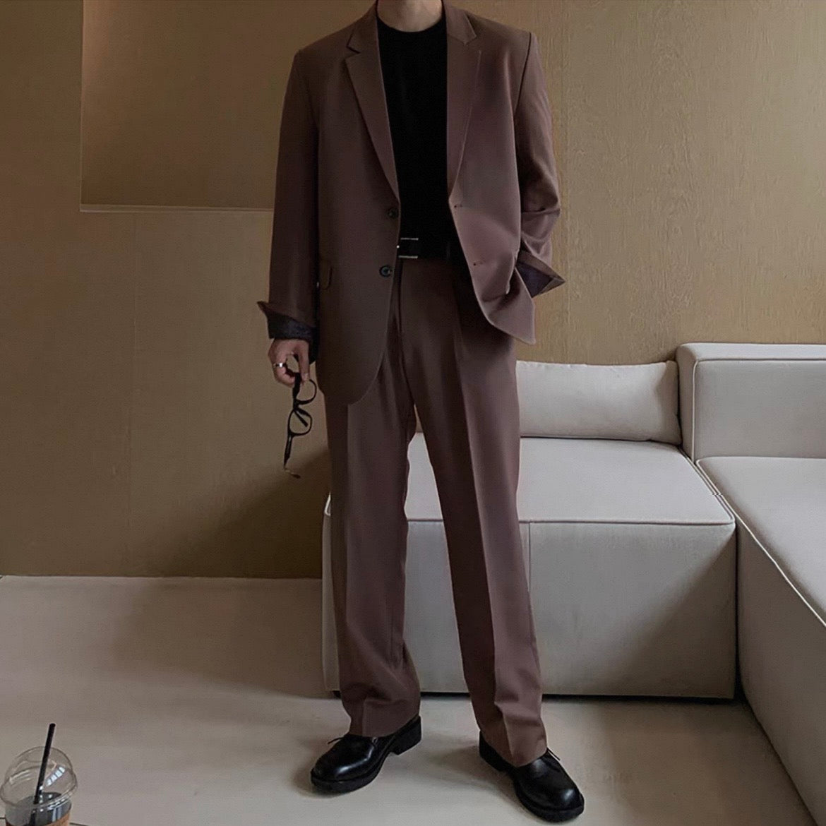 Casual Solid Color Jacket Setup