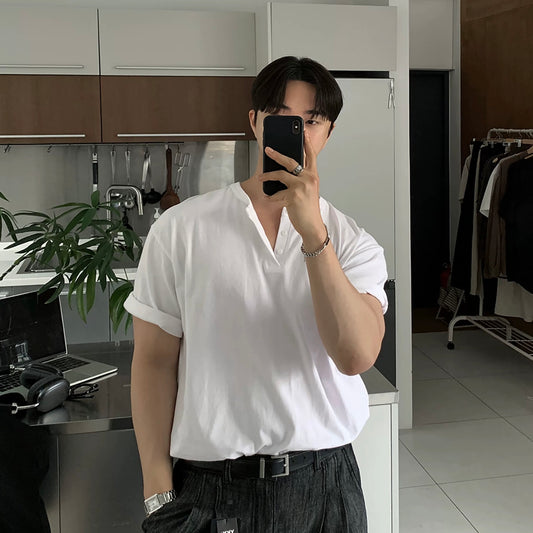Henry Collar Casual Summer T-shirt