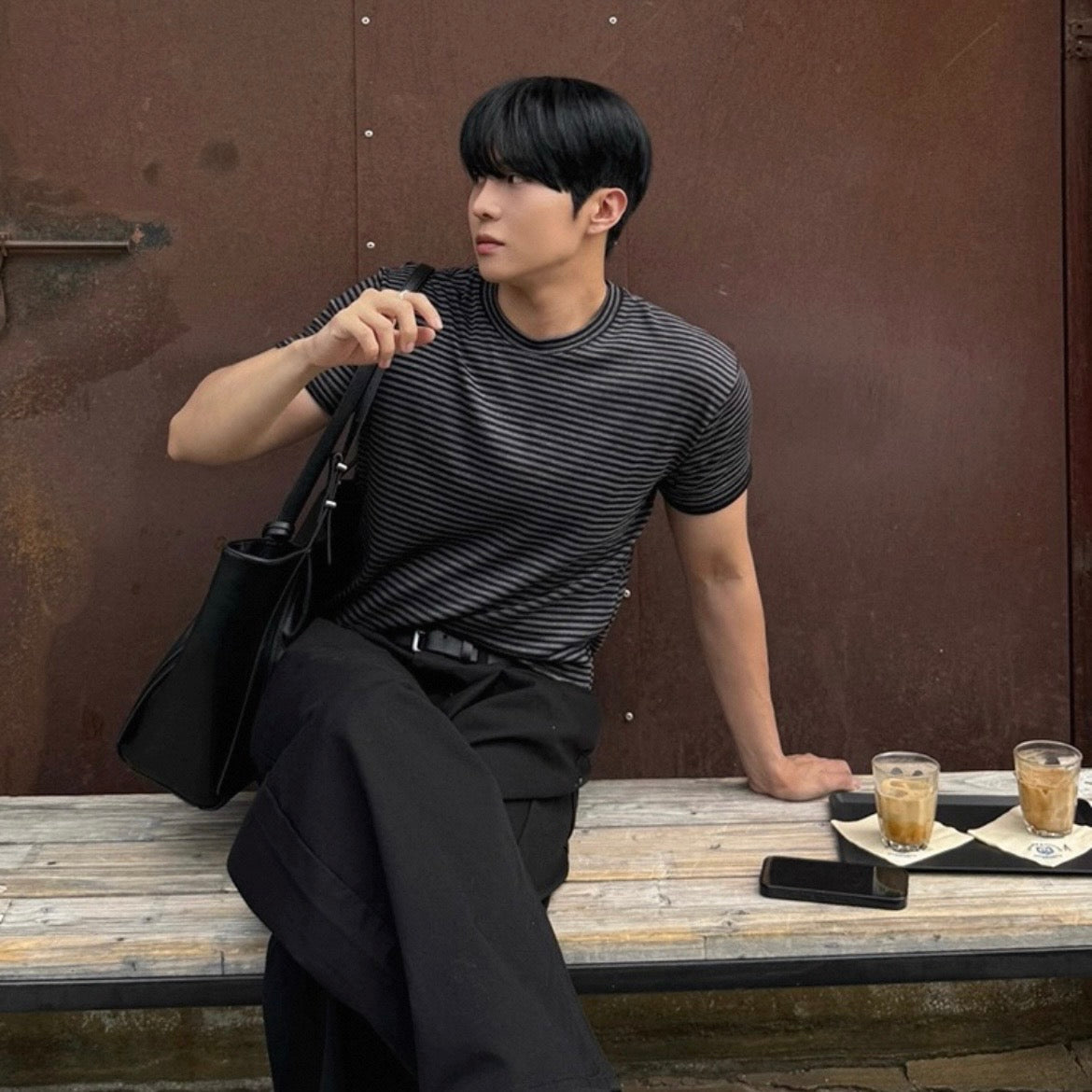 Korean Striped Cotton T-Shirt