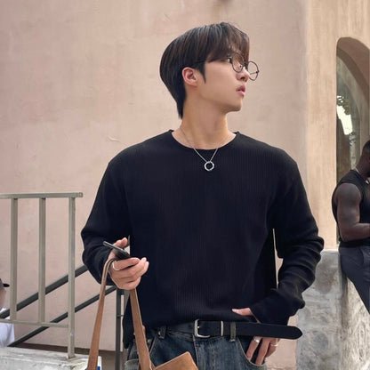 Textured Rib Long Sleeve Tee