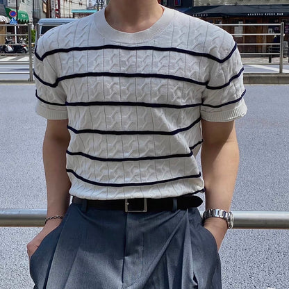 Casual Striped Knit T-shirt