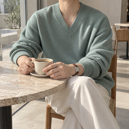 V-Neck Design Knit Sweater