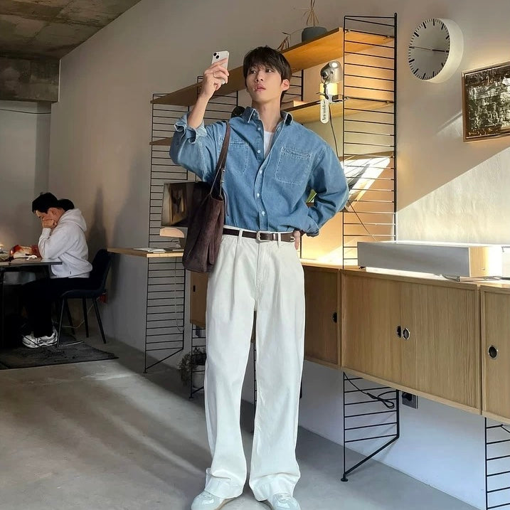 Dual-Pocket Denim Shirt