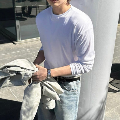 Minimal Ribbed Long Sleeve Tee