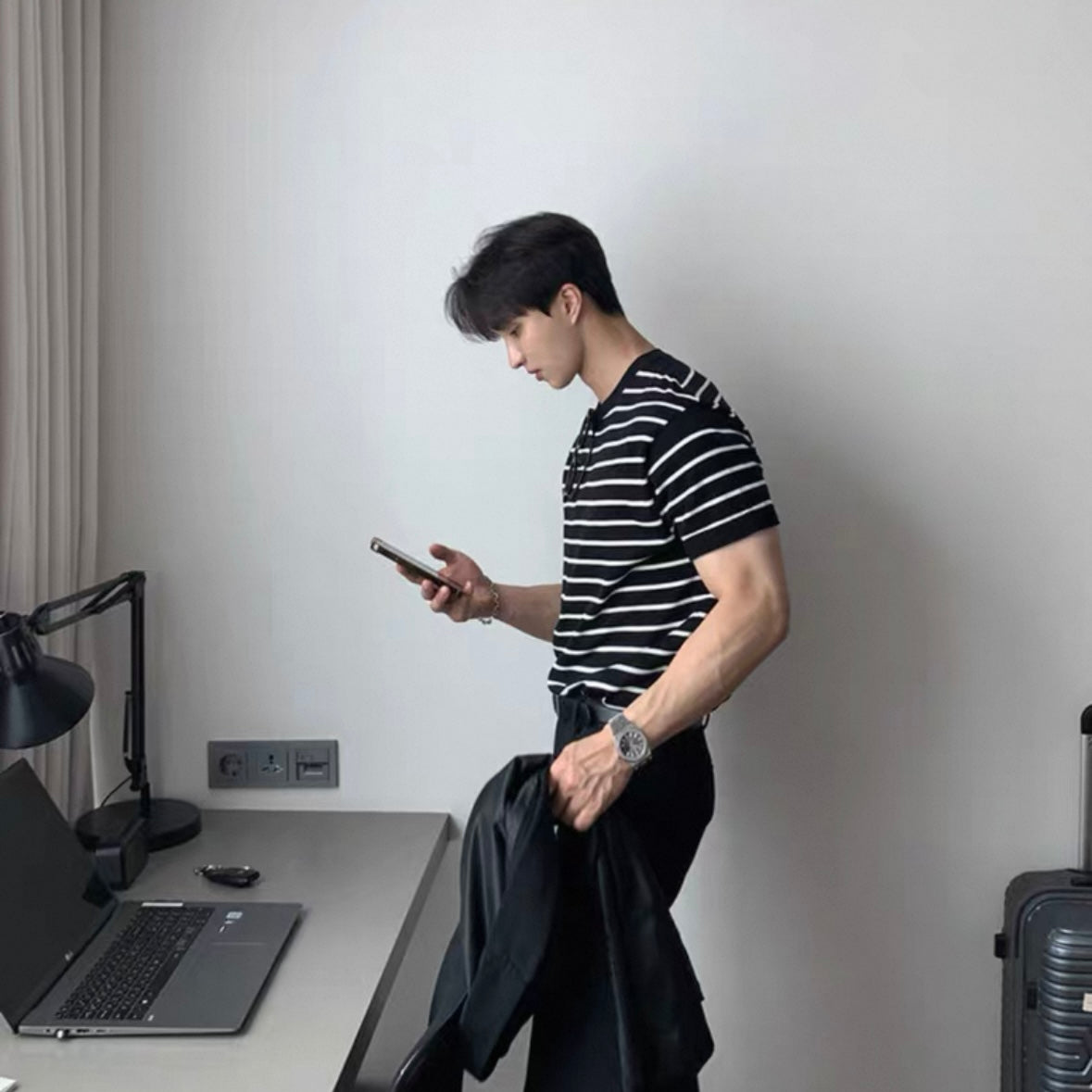 Loose Fit Black Striped Tee