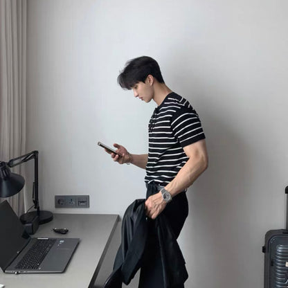Loose Fit Black Striped Tee