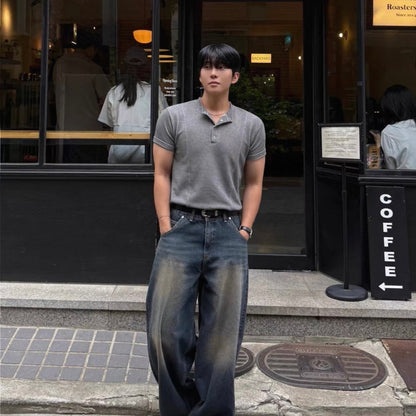 Slim Fit Half-Button T-Shirt