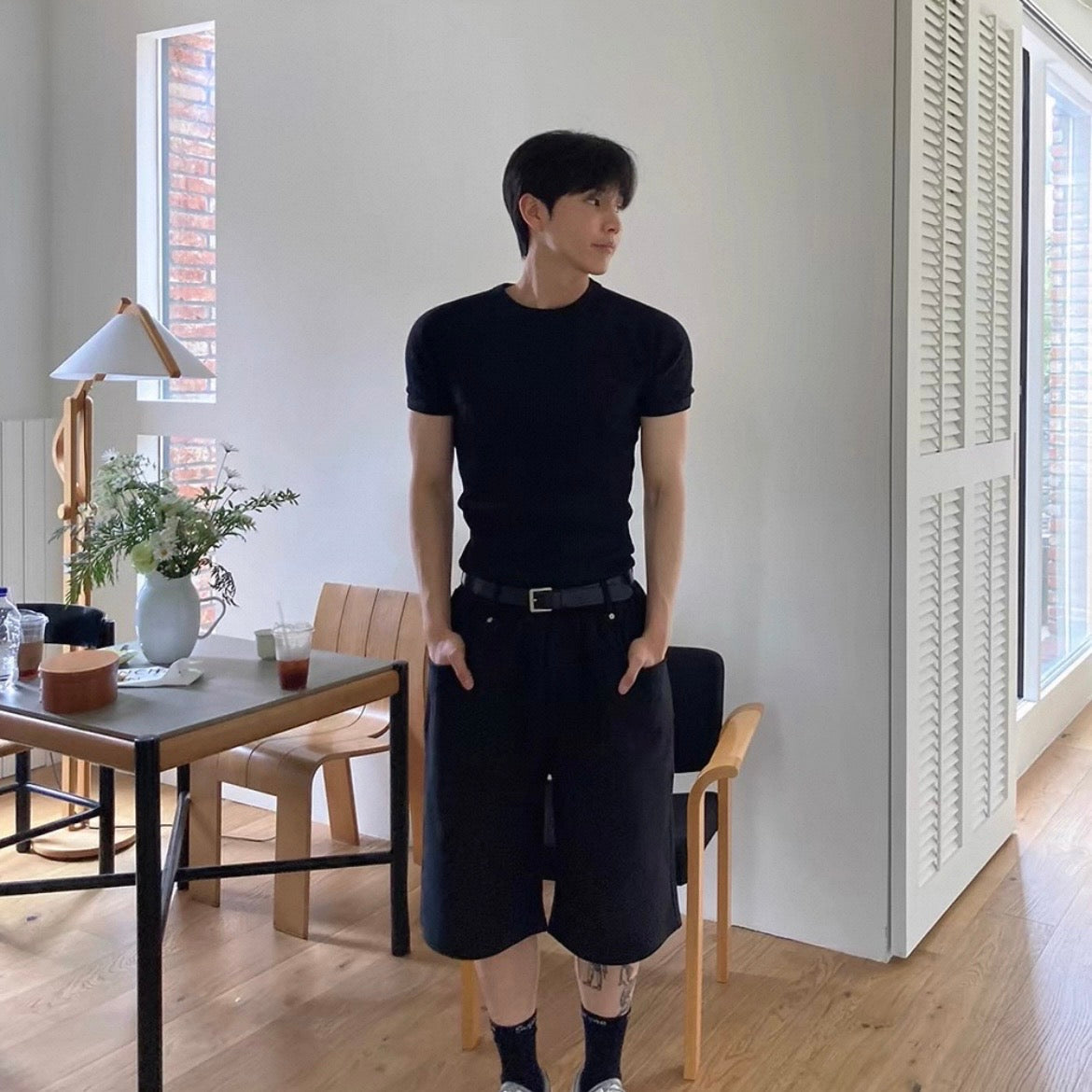 Textured Ribbed Slim-Fit T-Shirt