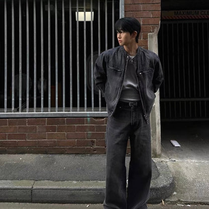 Vintage Wash Collarless Jacket
