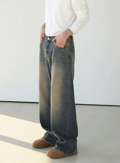 Washed Jeans Wide Pants