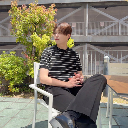 Loose Fit Black Striped Tee