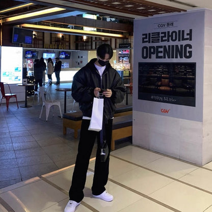 Trendy Hooded Leather Jacket