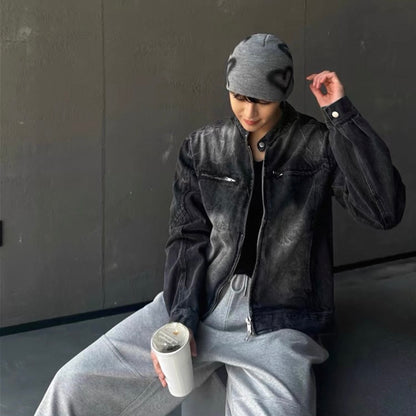 Vintage Wash Collarless Jacket