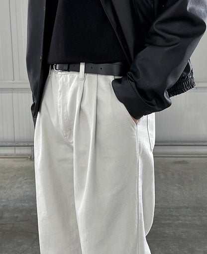 Draped Casual Straight Pants