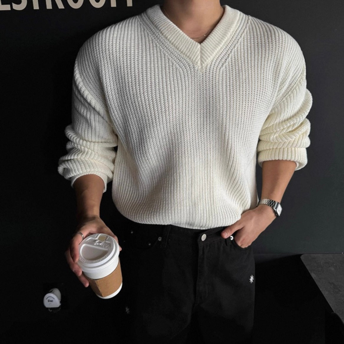 Men's V-Neck Knit Sweater