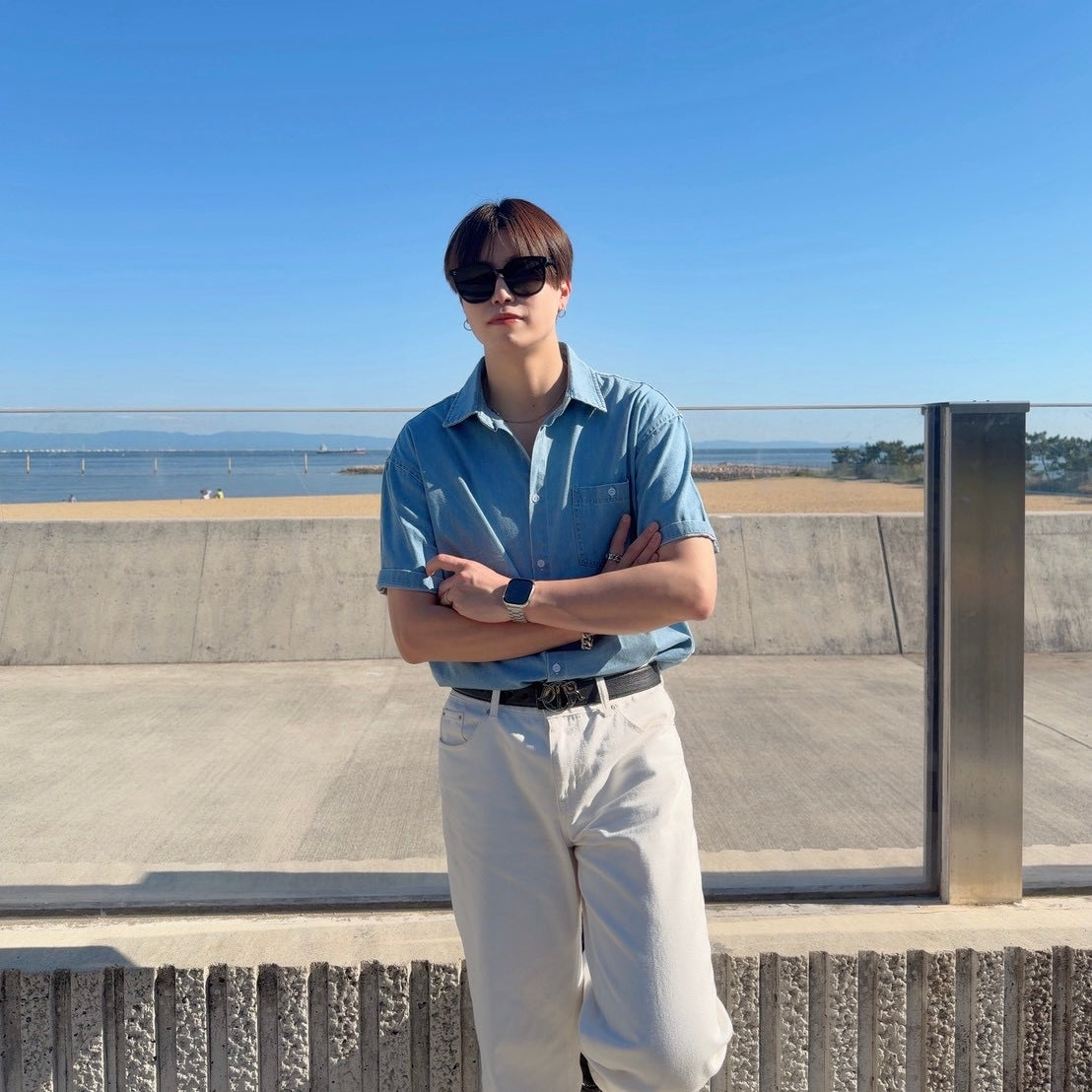 Retro Wash Denim Summer Shirt