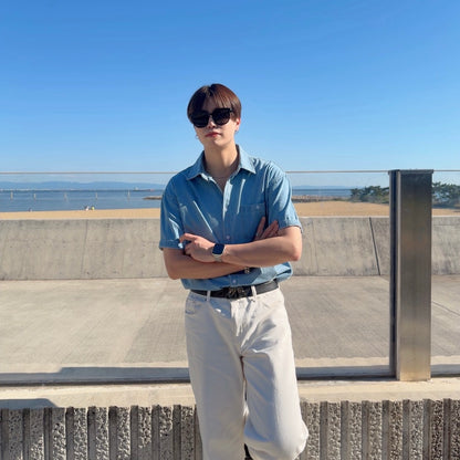 Retro Wash Denim Summer Shirt
