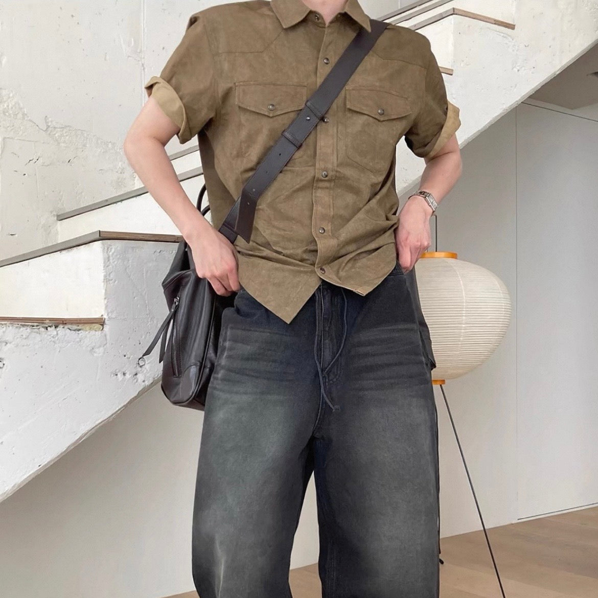 Retro Workwear Short-Sleeve Shirt