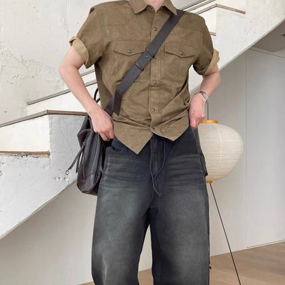 Retro Workwear Short-Sleeve Shirt