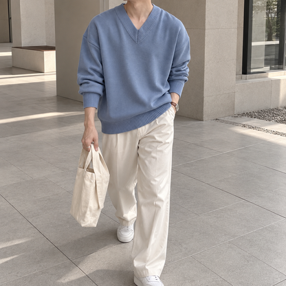 V-Neck Design Knit Sweater