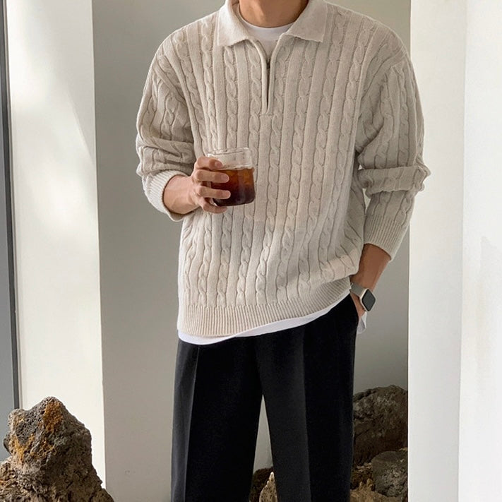 Half-zip twist knit