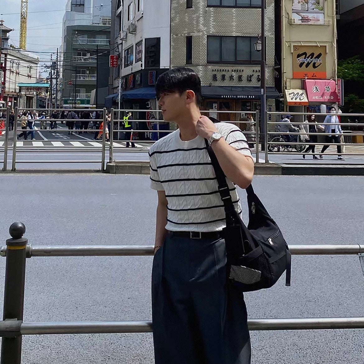 Casual Striped Knit T-shirt